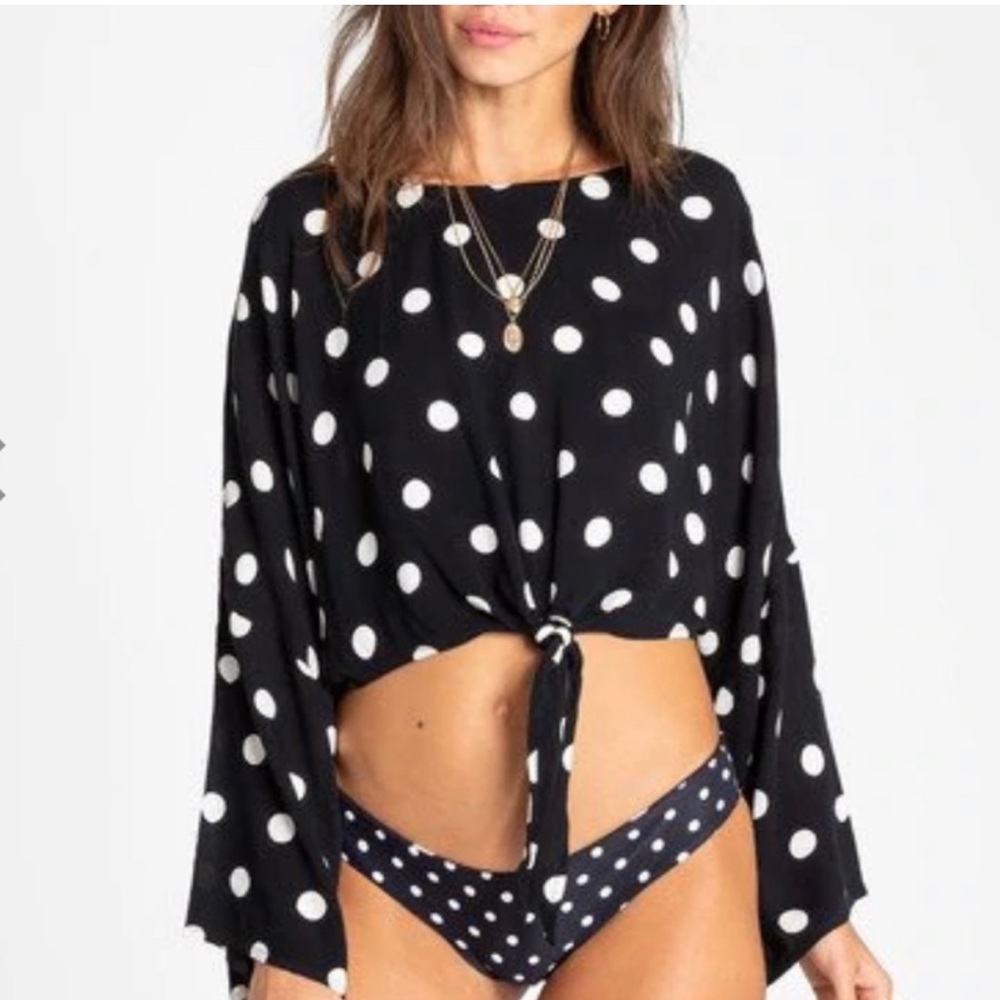 Billabong Black and White Polka Dot Blouse